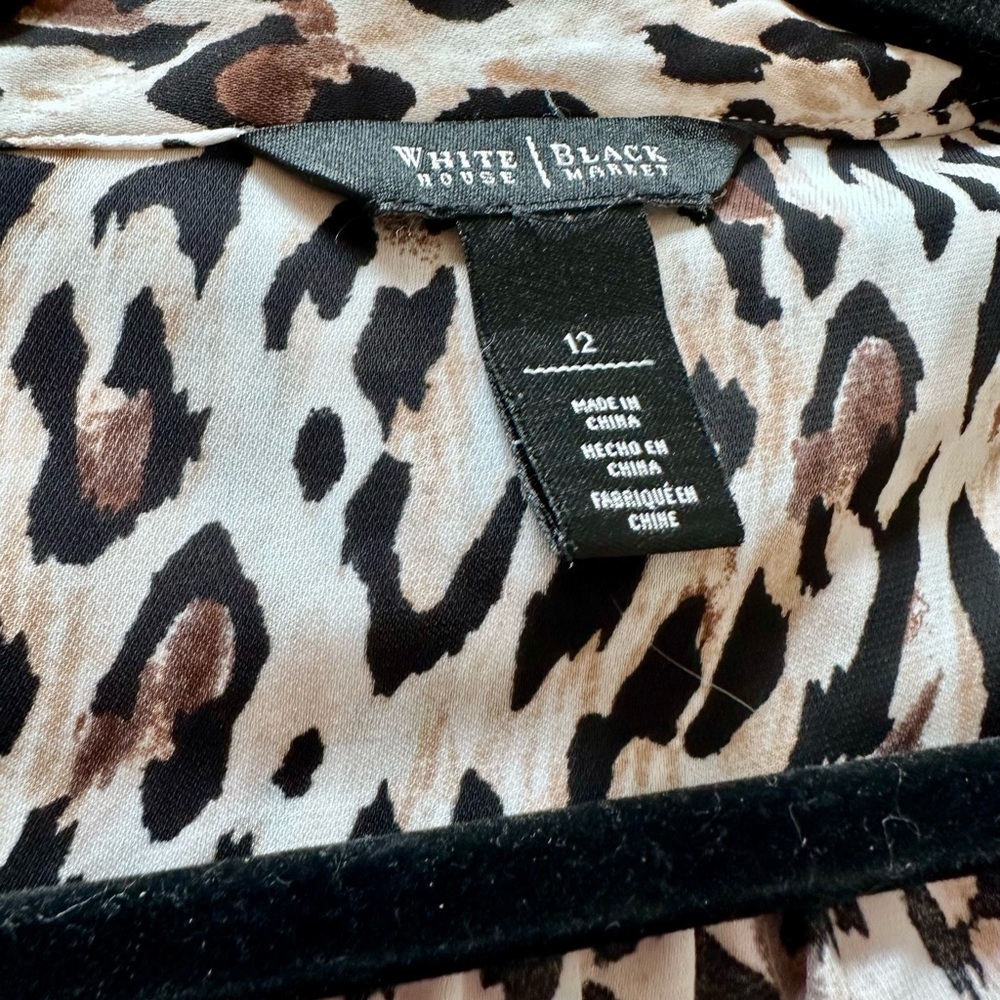 White House Black Market Leopard Print Top Size 12